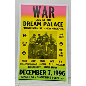 Vintage 1996 Poster - Concert - War Live at the Dream Palace - New Orleans